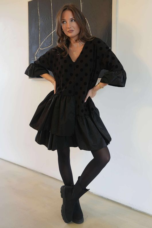 Oscar Rue Dress Polka Dot Black